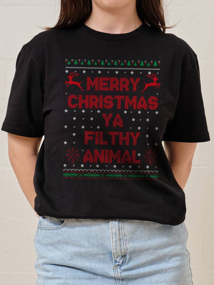 Threadheads - Wholesale Screen printed t-shirt – Women′s - Merry Christmas Ya Filthy Animals T-Shirt0