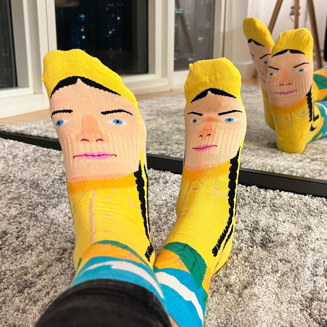 Yellow Greta Thunburg Sock for wholesale on Faire3