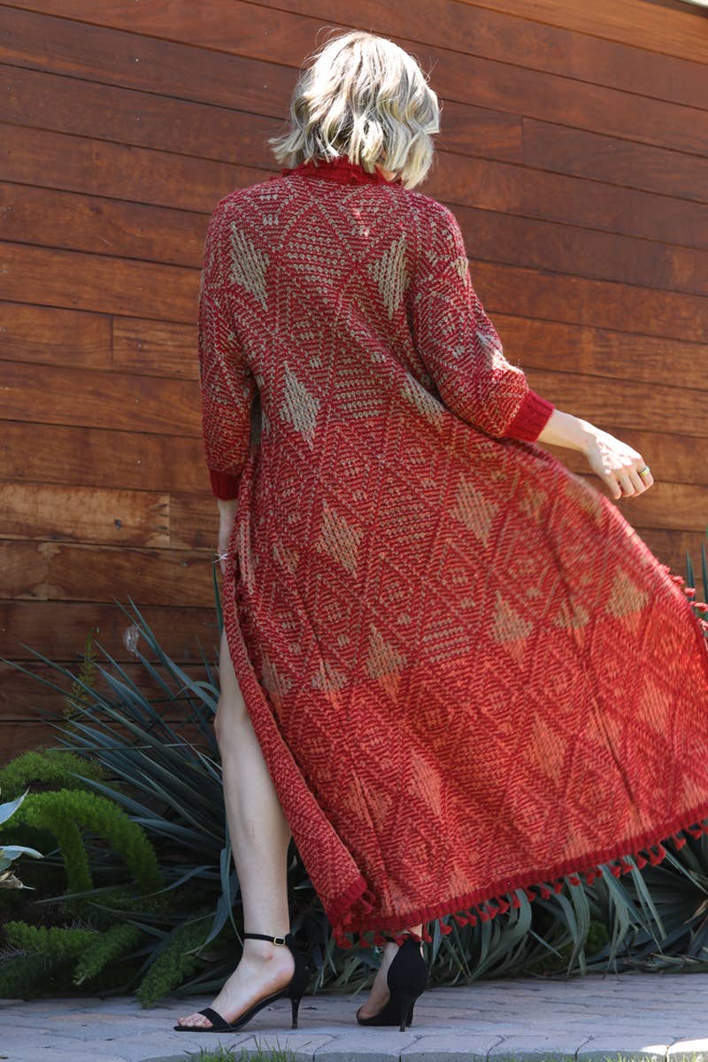 ANGIE – wholesale Cardigan – Women’s – XHS21-ASIS
 TASSEL FRINGE SHAWL COLLAR LONG DUSTER CARDIGAN 5