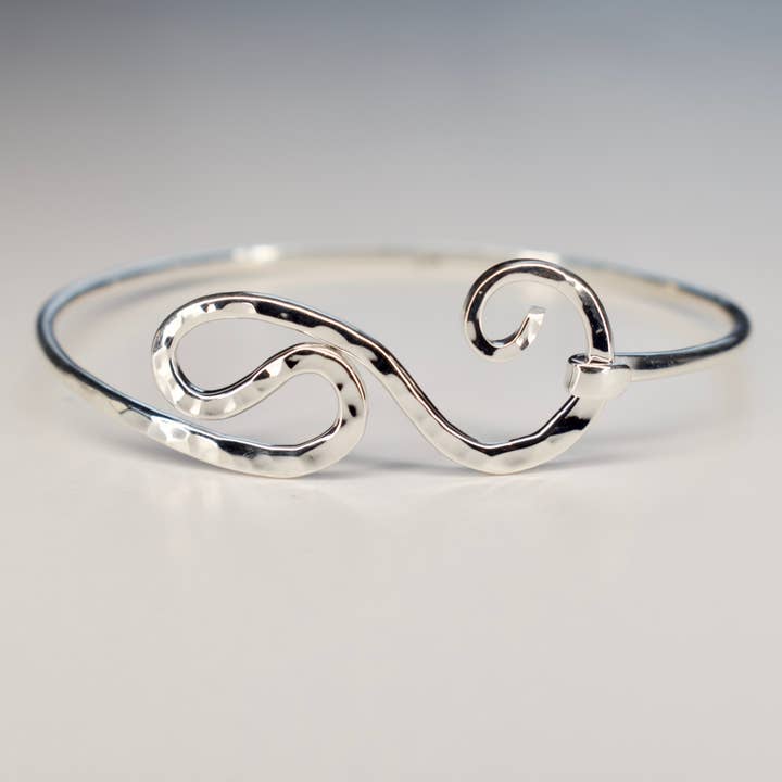 Krystyna's Silver - Wholesale Bangle Bracelet - Sterling Silver Hand Hammered Wave Bracelet