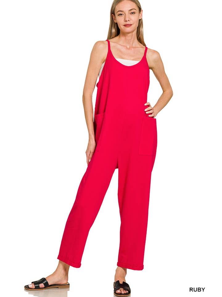 42POPS - Wholesale Jumpsuit - Women's - `.Spaghetti Strap Pocketed Cotton Jumpsuit24