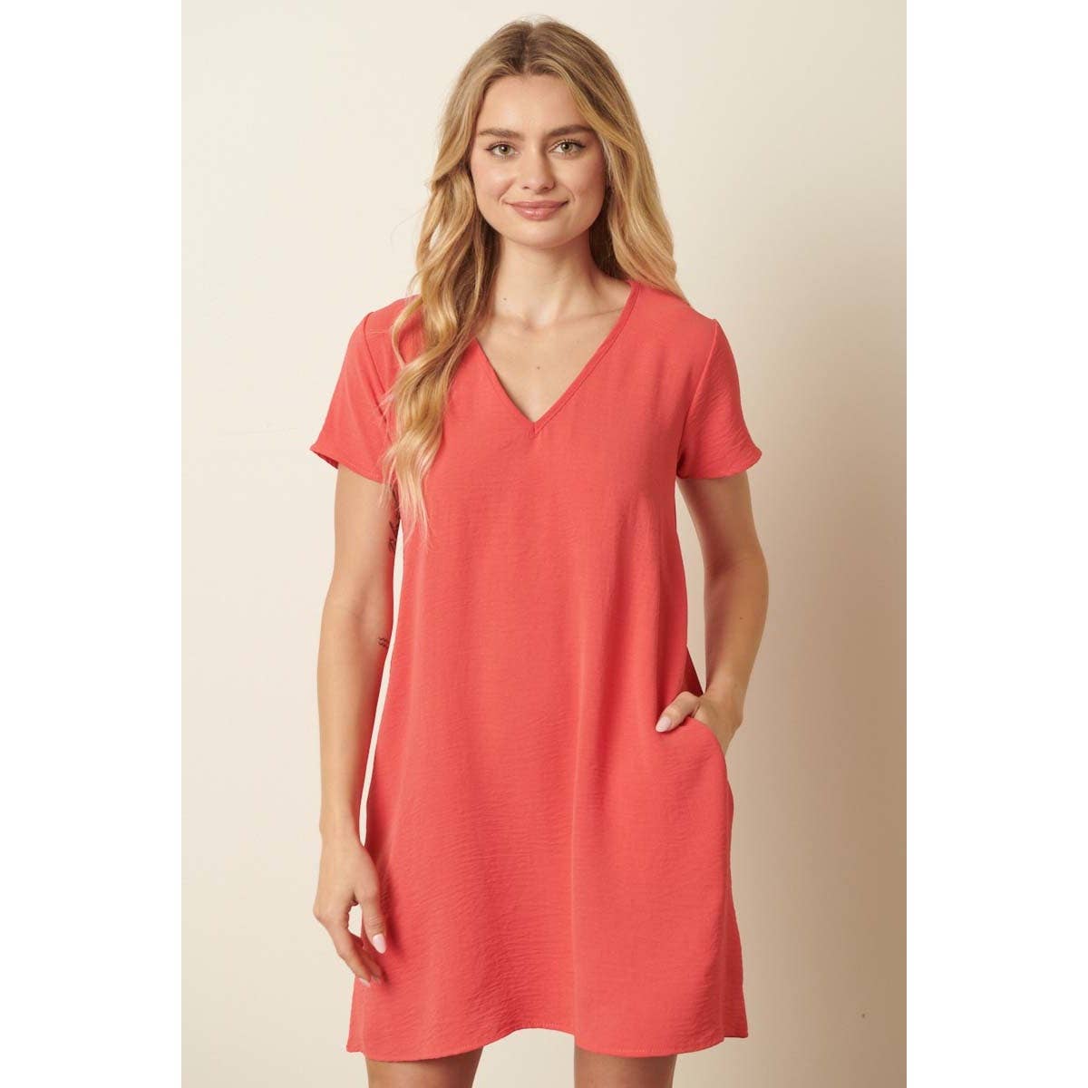 mittoshop - Wholesale Jurk - Dames - AIRFLOW SHIFTJURK MET V-HALS EN KORTE MOUWEN31