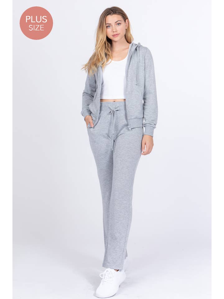 Active Basic | Active USA – Conjuntos Casual - Mulher por atacado – Conjunto de Moletom Plus Size com Jaqueta de Capuz Manga Longa e Calças19