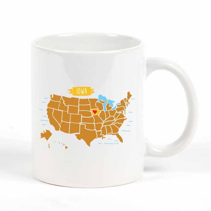 Iowa State Map Mug for wholesale by Potluck Press