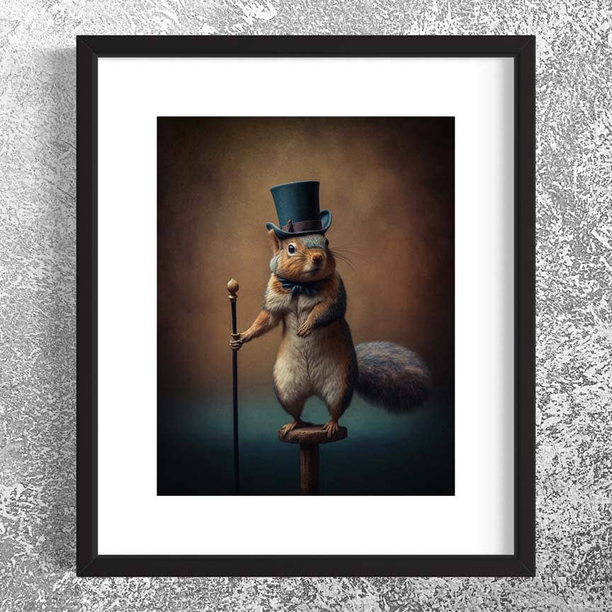 Salty Alyce - Wholesale Art Print - Victorian Squirrel In A Top Hat  Wall Art EB1433