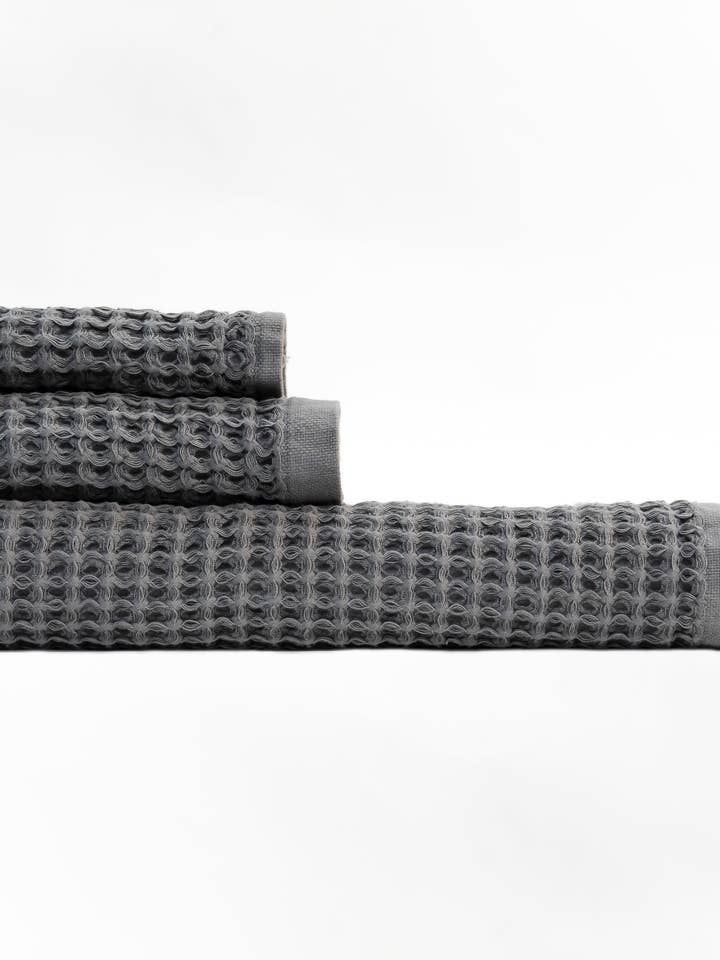 Grey Waffle Bath Towel Set for wholesale by Loom Loom