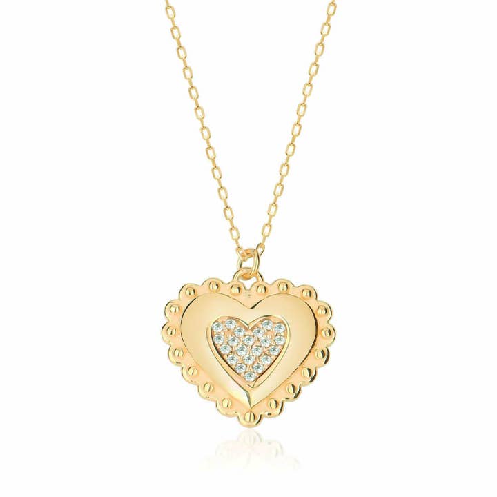 Cubic Zircon Heart Sterling silver Necklace for wholesale by NYMAN JEWELERS