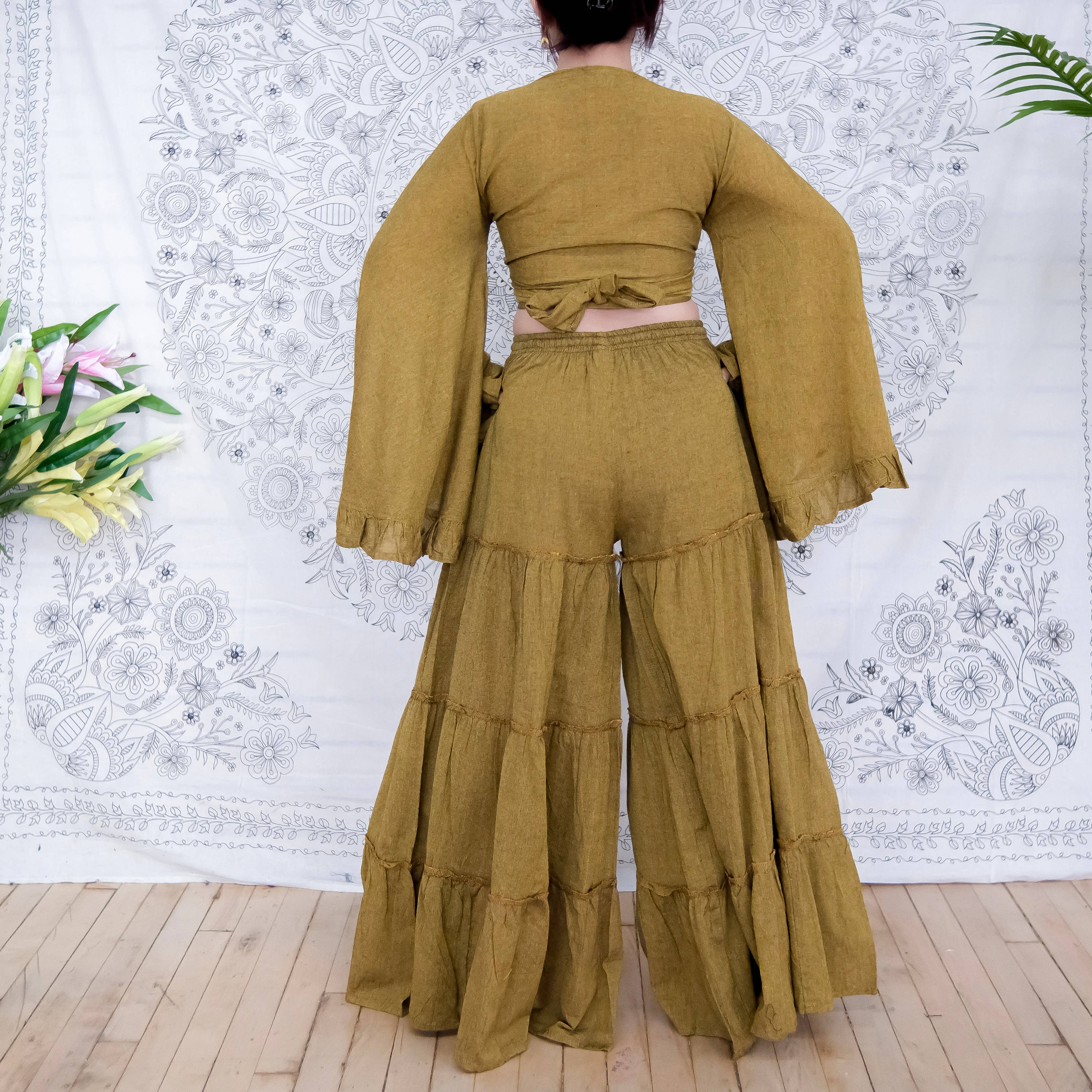 Karma Nepal Crafts - Wholesale Top & Pant Set (NOT Loungewear) - Women's - Cotton Flowy Tiered Pant with Ruffle Sleeve Set18