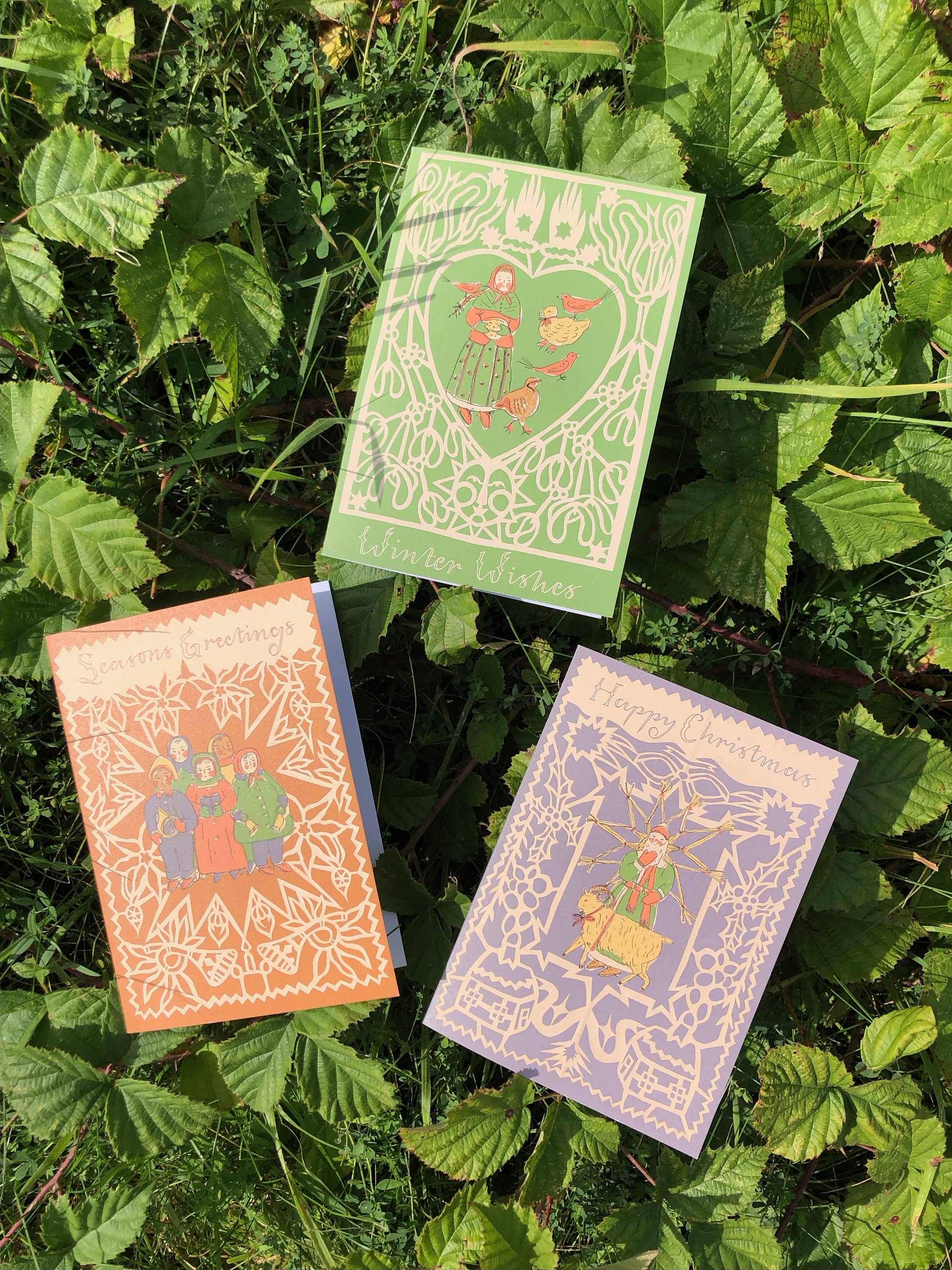 Tulips and Heather - Wholesale Christmas Card - Folk Art Christmas/ Yule/ Winter/ Solstice Greeting Cards4