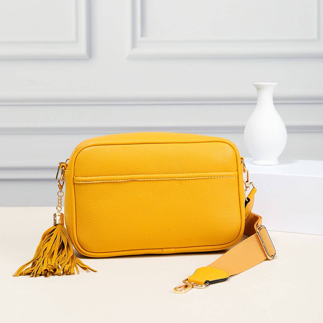 Fashion City - Wholesale Crossbody Bag - Women's - Dark PU Rectangular Crossbody with Tassel0