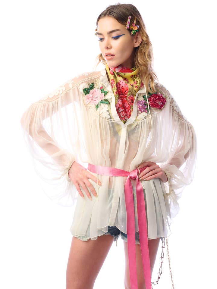 ivory Amora Chiffon Hand - Embellished Blouse / Top for wholesale on Faire6