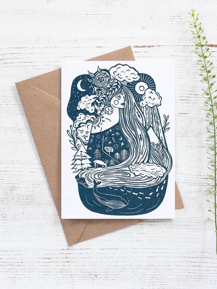 Madre Tierra (Moeder Aarde) Kaart, hippiekunst, boho, gaia voor wholesale door Prints by the Bay