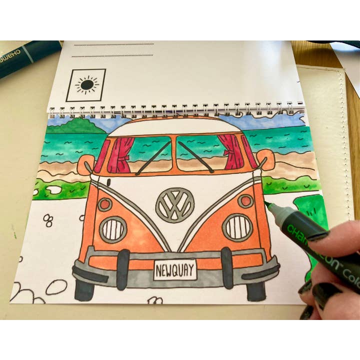 Emma Louise Art Stitch - Wholesale Coloring Book - Adult - Colour Cornwall – A5 Spiral Bound Cornwall Colouring Book - Adult Colouring