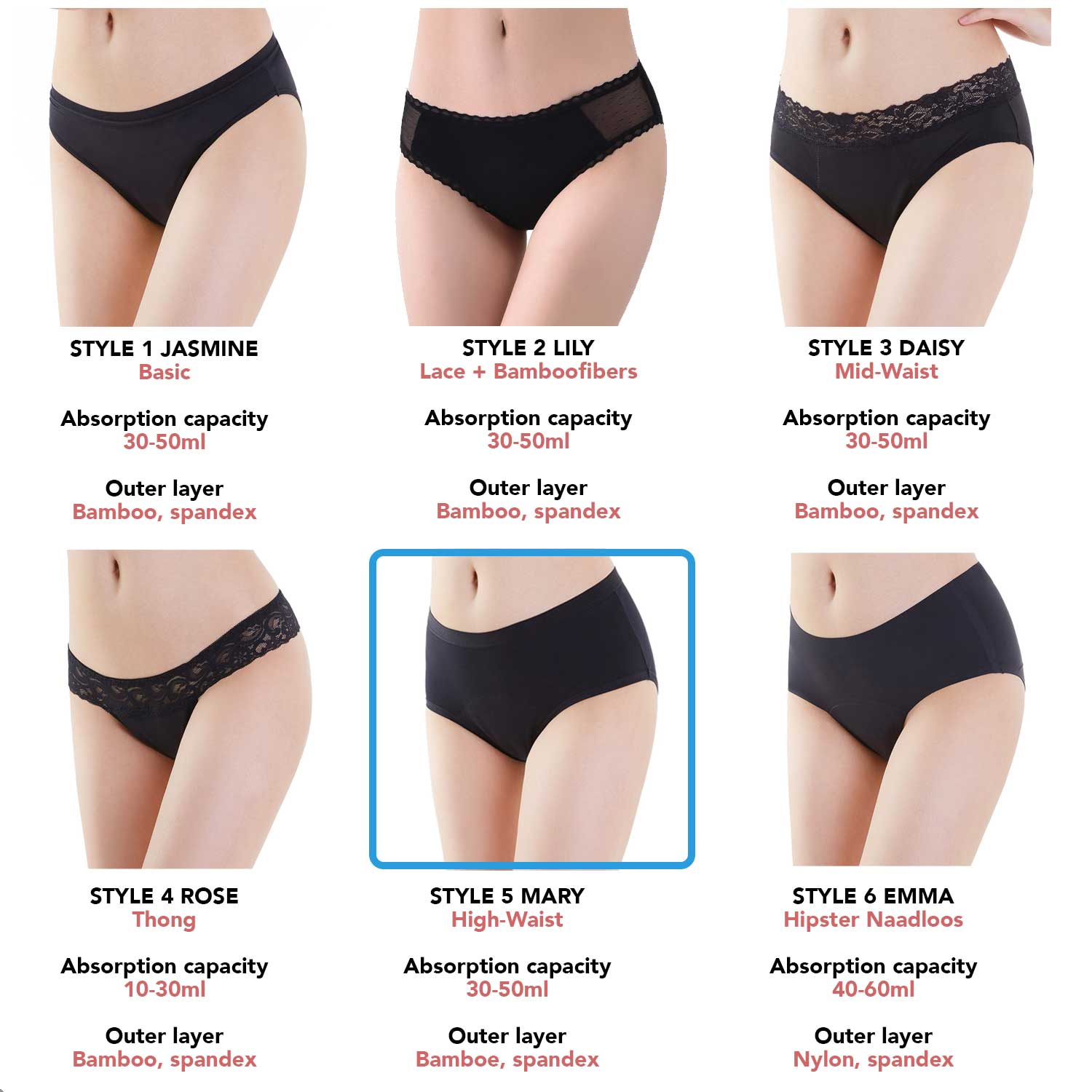 Bamboozy x Cosmeau – wholesale Period underwear – Women’s – Bamboozy Menstrual Underwear Style 5 Mary/Madelief13