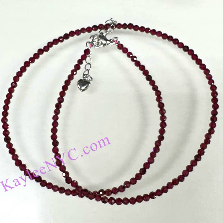 KayleeNYC - Wholesale Beaded/Pearl Necklace - 2mm Natural Garnet Necklaces Crystals Healing Energy3