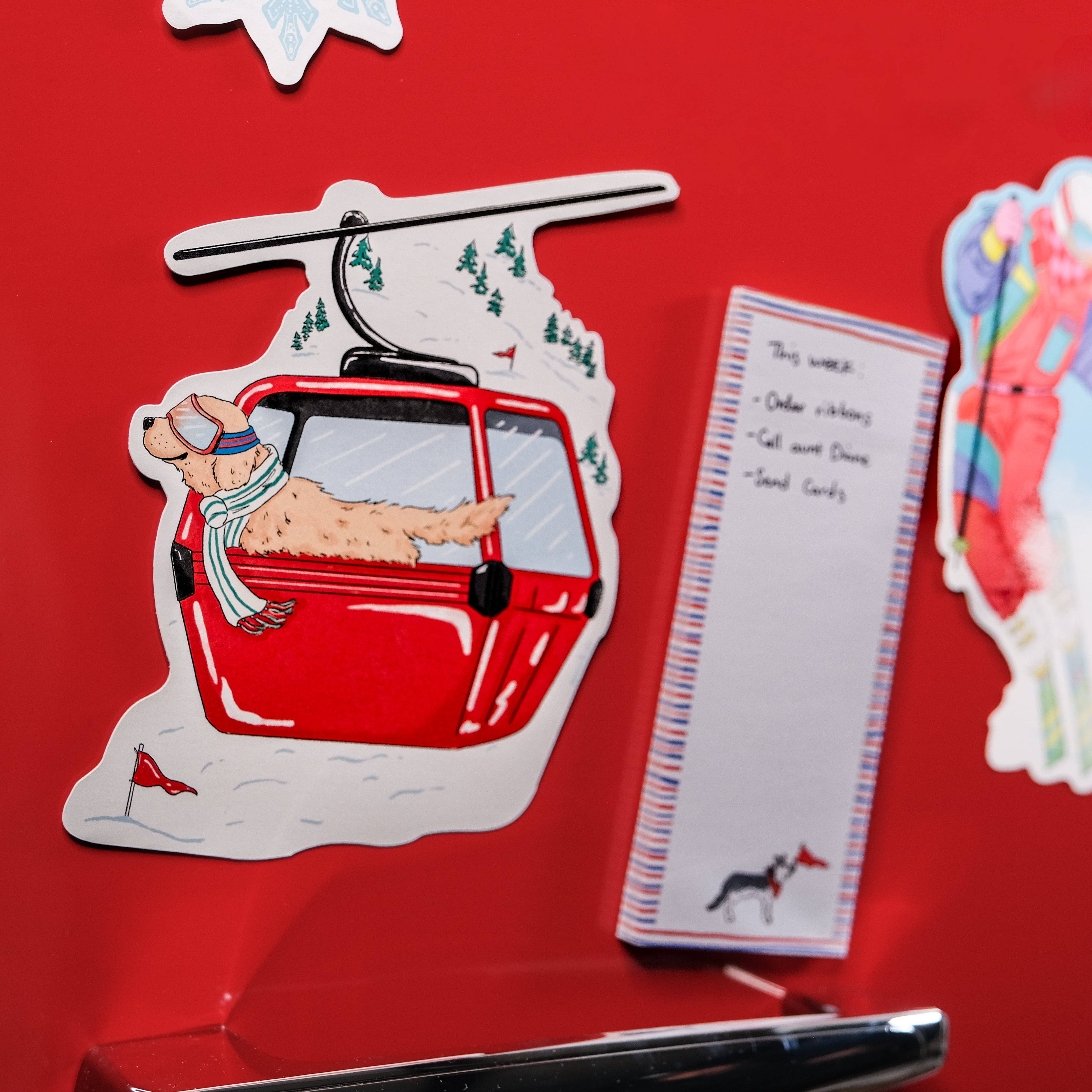 Ramus & Co. - Wholesale Everyday Greeting Card - Golden Dog Ski Gondola Fridge Card2