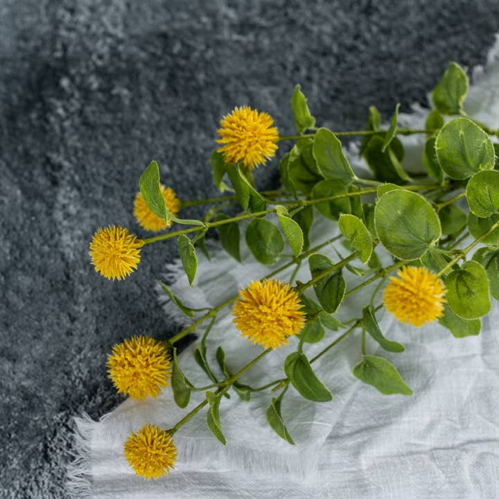 21.5" YELLOW POM POM BUSH for wholesale by Ragon House