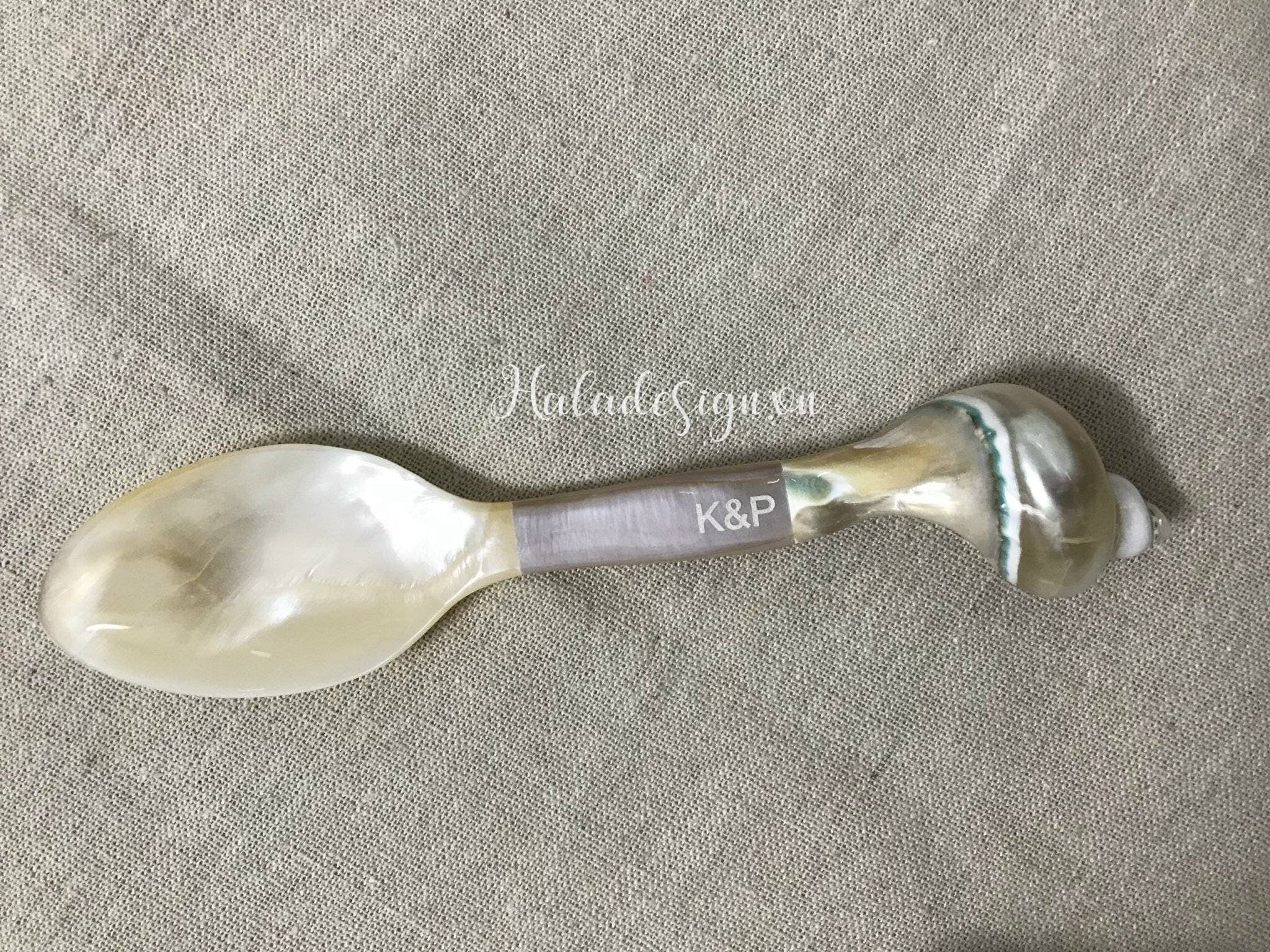 Hala Design - Wholesale Kitchen Spoon - Custom Engraved Oyster and Snail Spoon Length = 16 cm5