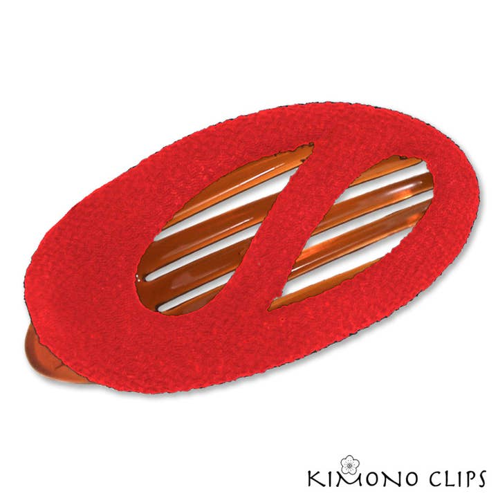 355s/Rouge Oval Swirl Red pour la vente par Kimono Clips