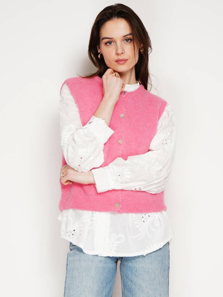 NOELINE - Wholesale Knit Sweater - Women's - Superfine alpaca sleeveless sweater 26501