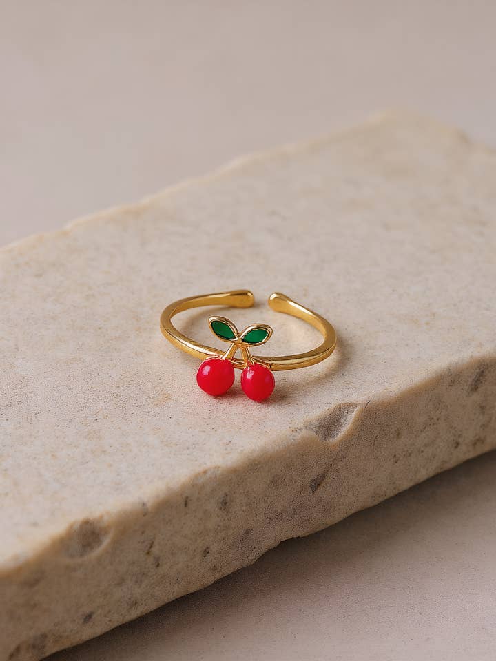 Cherry Charm Gold Ring for wholesale by Katinki