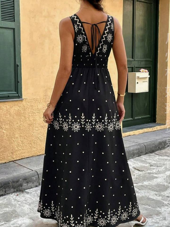 NINEXIS - Wholesale Dress - Women's - CWDHL0947_SUMMER V-NECK BOHEMIAN LONG DRESS6