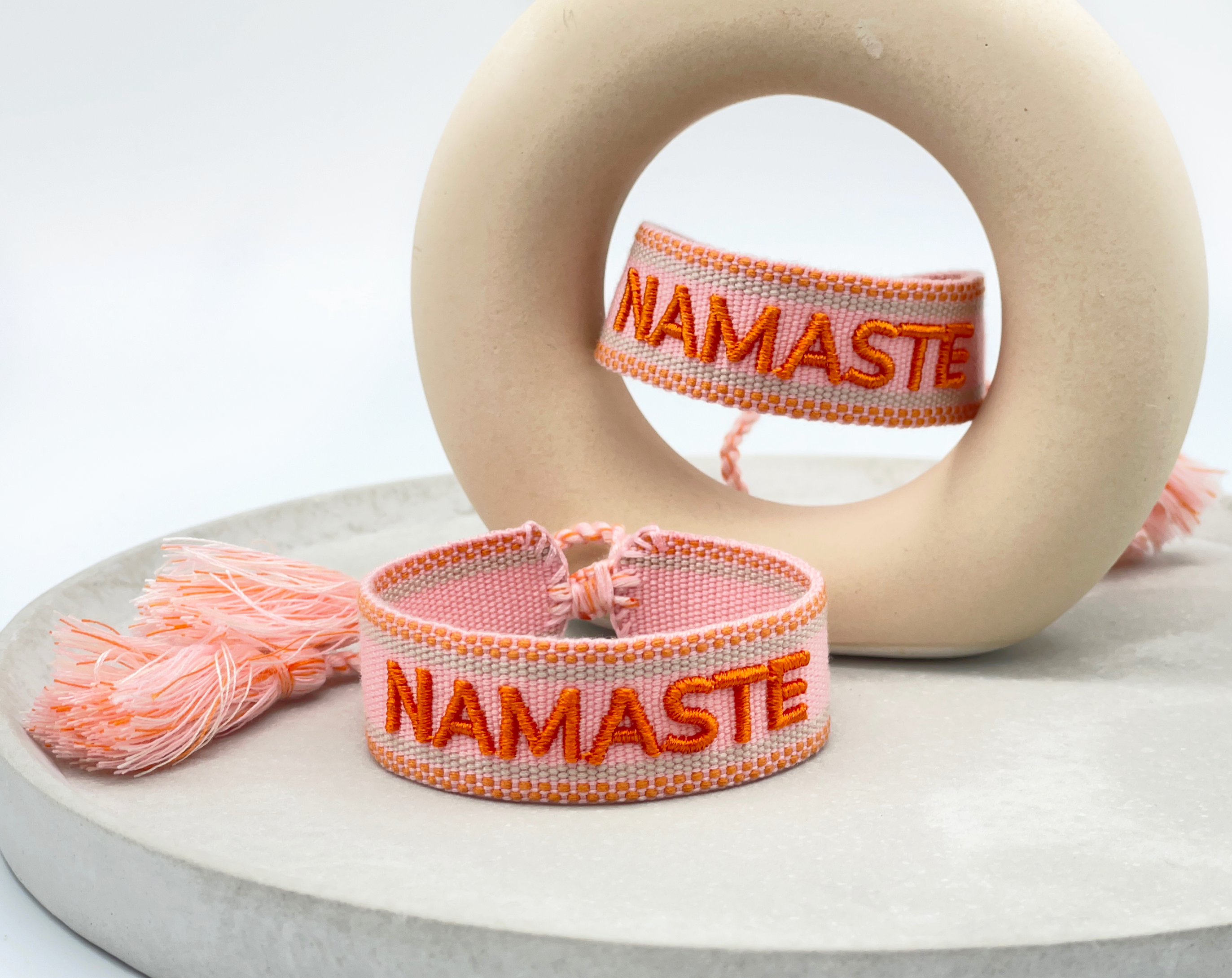 Parsley & Pepper - Wholesale Woven/Braided Bracelet - NAMASTE statement bracelet woven, embroidered1