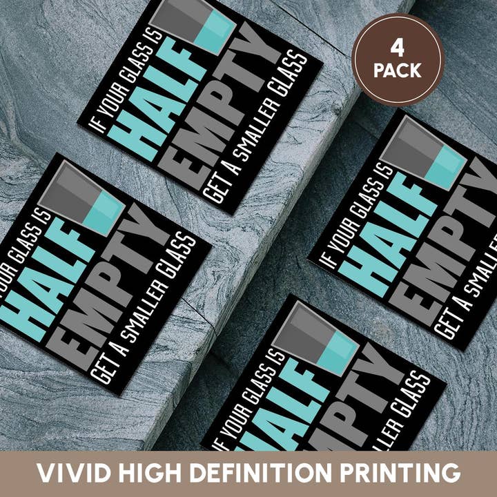 3dRose - Wholesale Coasters - 3dRose, If Your Glass Is Half Empty Get A Smaller Glass, Coaster5