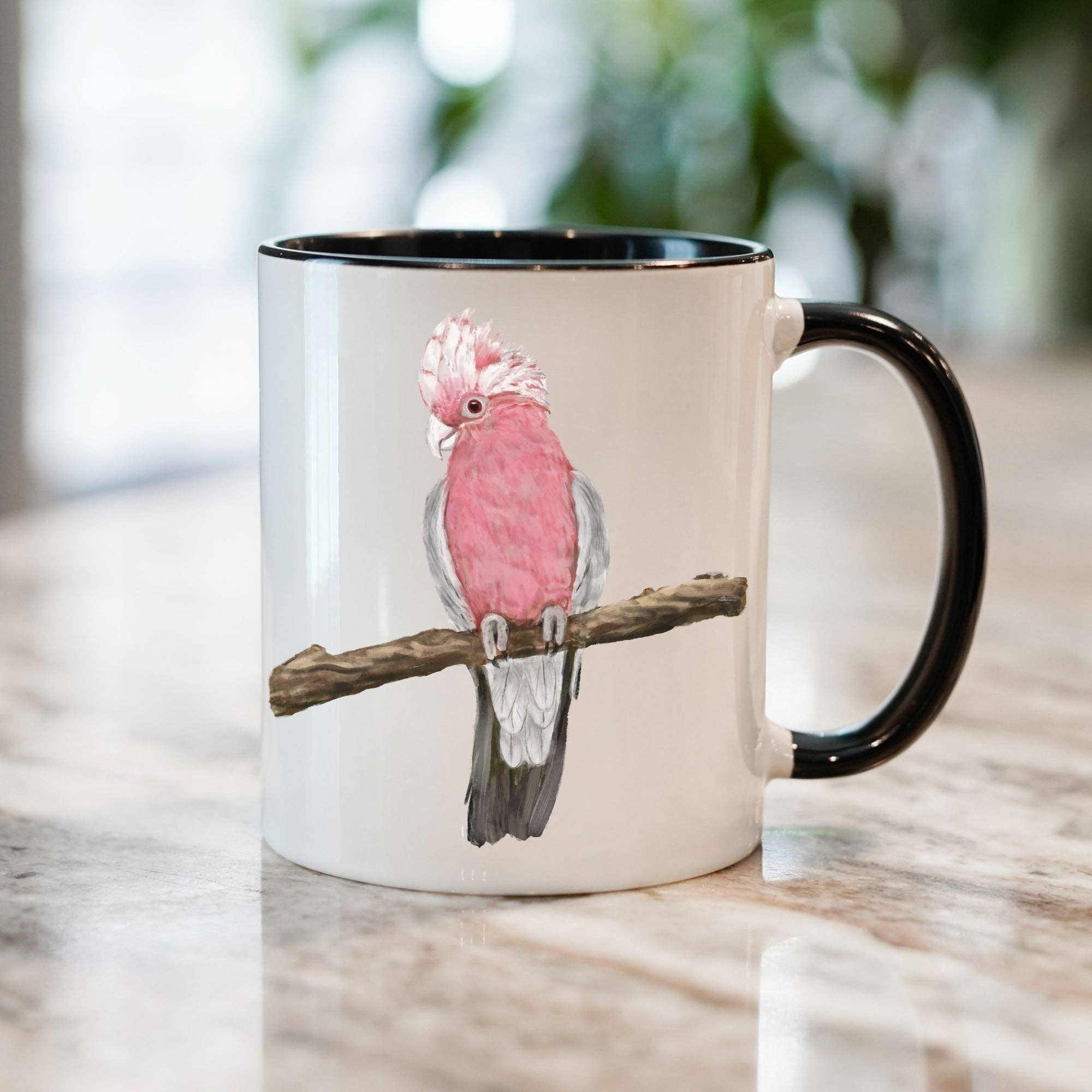 MerikaArt - Vendita all'ingrosso Tazza - Tazza Cacatua Rosa con Bellissima Illustrazione di Uccello2