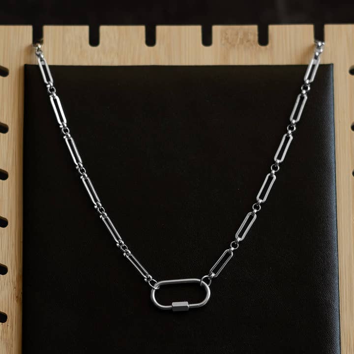 That Queer Card Co - Wholesale Link & Chain Necklace - Carabiner necklace | Stainless steel mod paperclip chain5