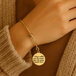 Gold-Plated Isaiah 43 1 Charm Bracelet Called You By Name You Are Mine Faith Bangle Christian Gift for wholesale by JKCE Designs