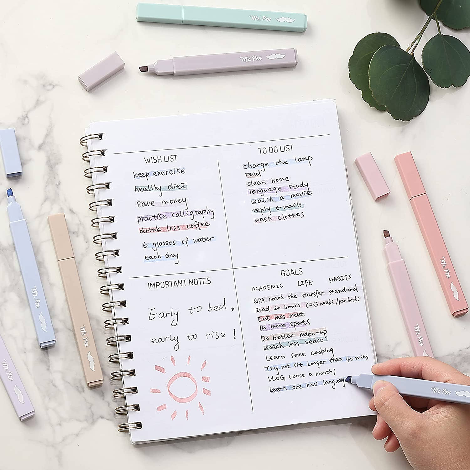 Mr. Pen – Marcador por atacado – Conjunto de Marcadores Estéticos e Canetas de Esferográfica Pretas Mr. Pen5