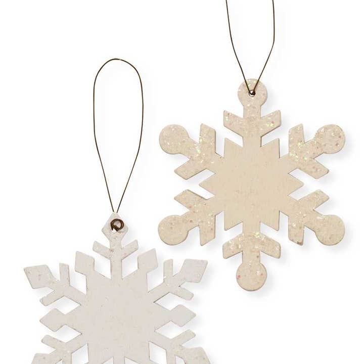 Wood Snowflake Christmas Ornament, 2 Assorted for wholesale by The Hearthside Collection