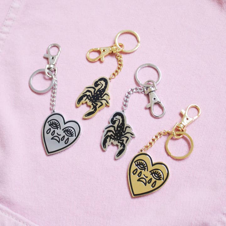 Cousins Collective - Wholesale Keychain - Women's - Crying Heart Tattoo Keyring Keychain  - Gold