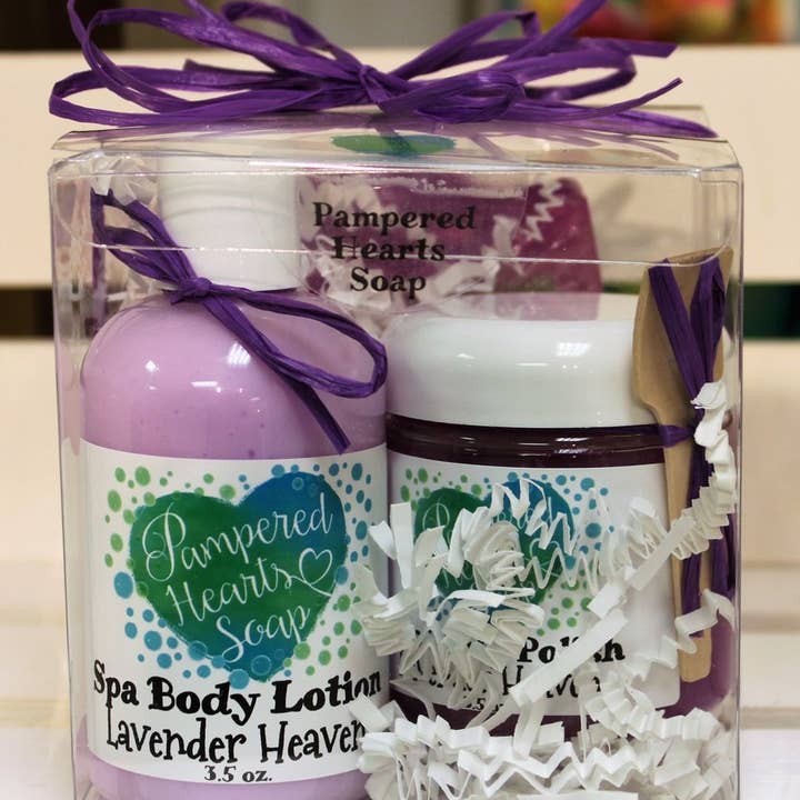 Lavender Heaven Spa Gift Pack for wholesale by Pampered Hearts Soap