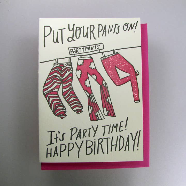 Wolf & Wren Press - Wholesale Birthday Card - Party Pants Birthday0