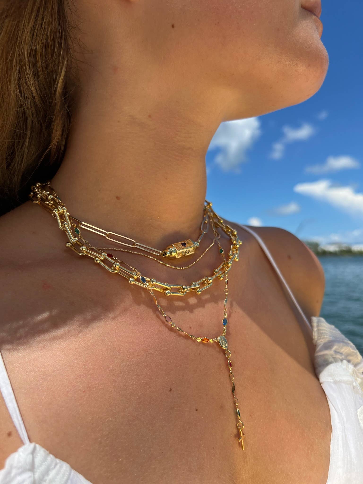 Mali Beads – Großhandel Kette mit Anhänger/Charm – Goldgefüllte Edelstein-Rosenkranzkette – Zarter Schichtschmuck5