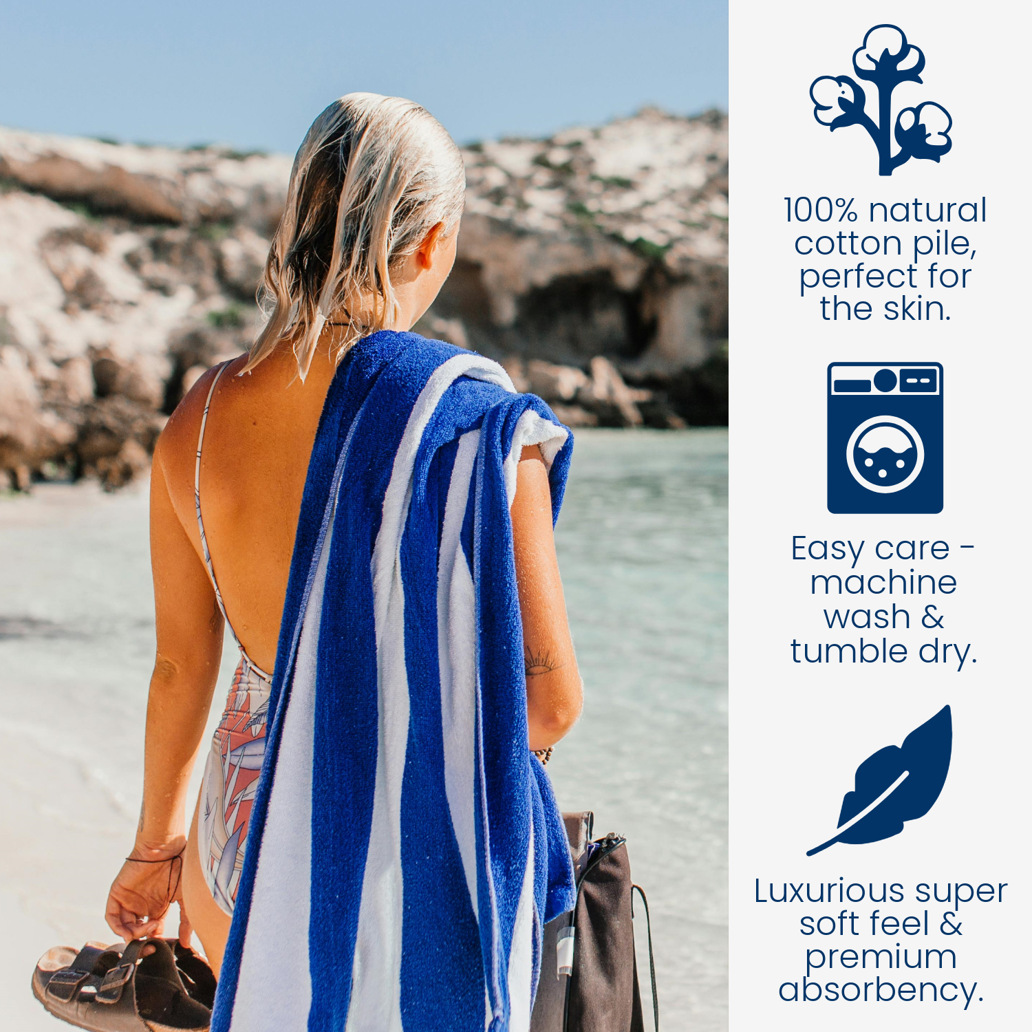 Allure Bath Fashions - Wholesale Beach towel - Jumbo Cabana Stripe Beach Towels - 100 x 180cm 3