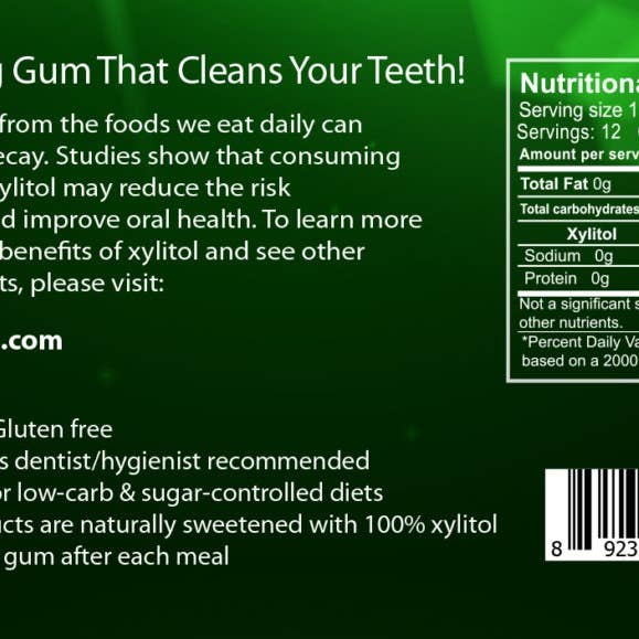 Focus Nutrition - Wholesale Chewing Gum - XyloBurst Spearmint Gum Blister Pack (Tray of 12 Cards)1