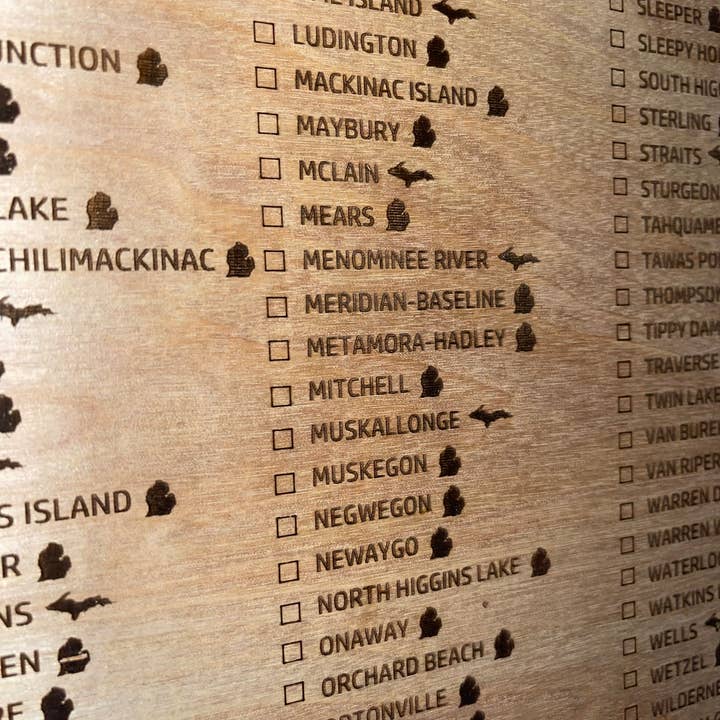 Michigan Proud Gifts - Wholesale Sign - State of Michigan State Park Wood Checklist Hanging