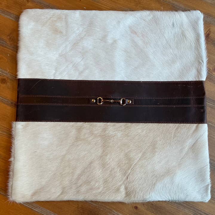 Westrian International - Wholesale Throw Pillow Cover - CLEARANCE Snaffle Bit Cowhide Leather Pillow Cover 18”7