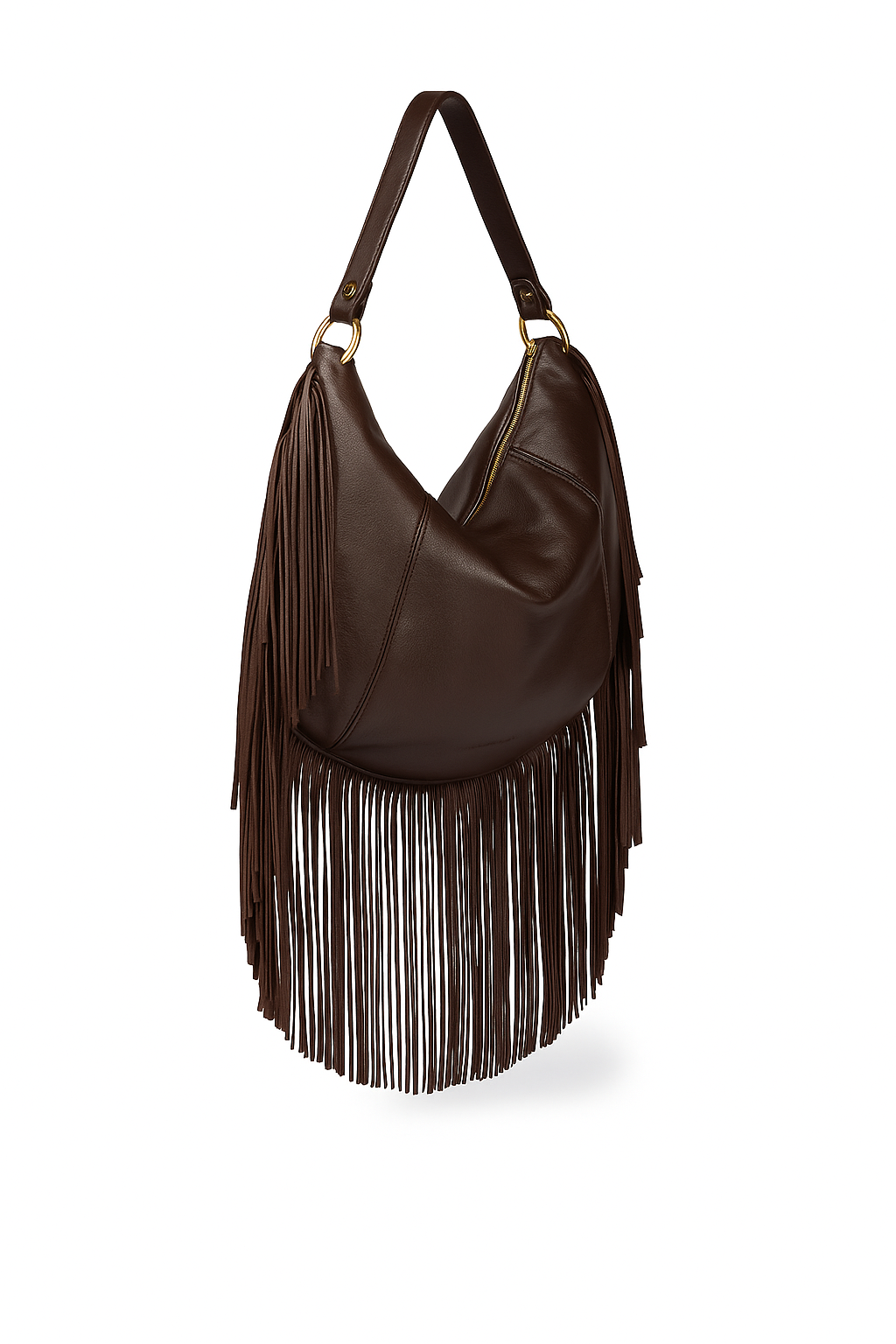 Maure Kate – Sac hobo en cuir avec longues franges et chaîne dorée amovible en vente sur Faire2