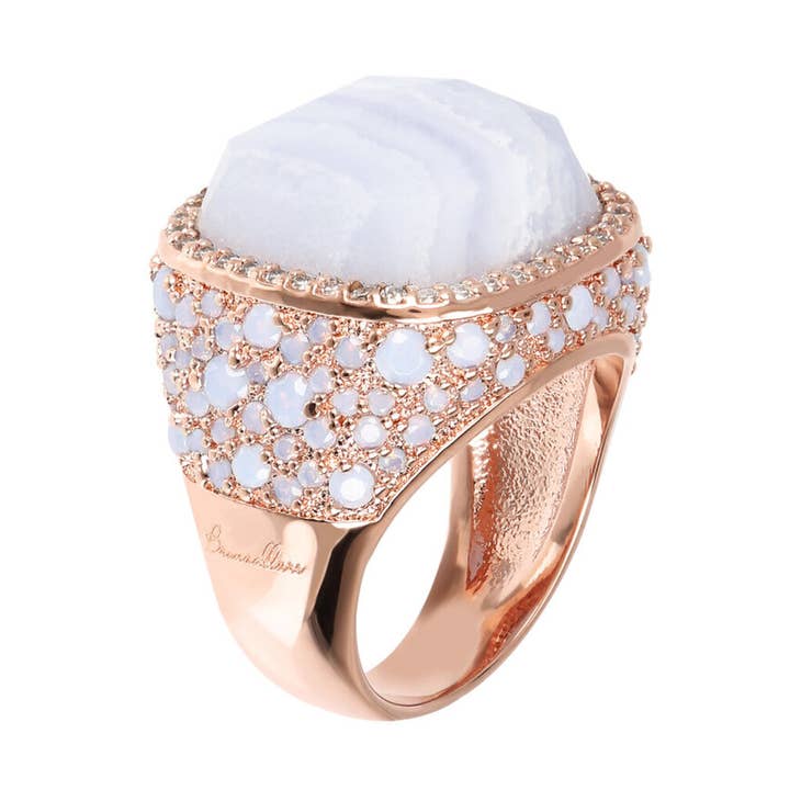 Chevalier Ring with Natural Stones and Cubic Zirconia for wholesale by Bronzallure