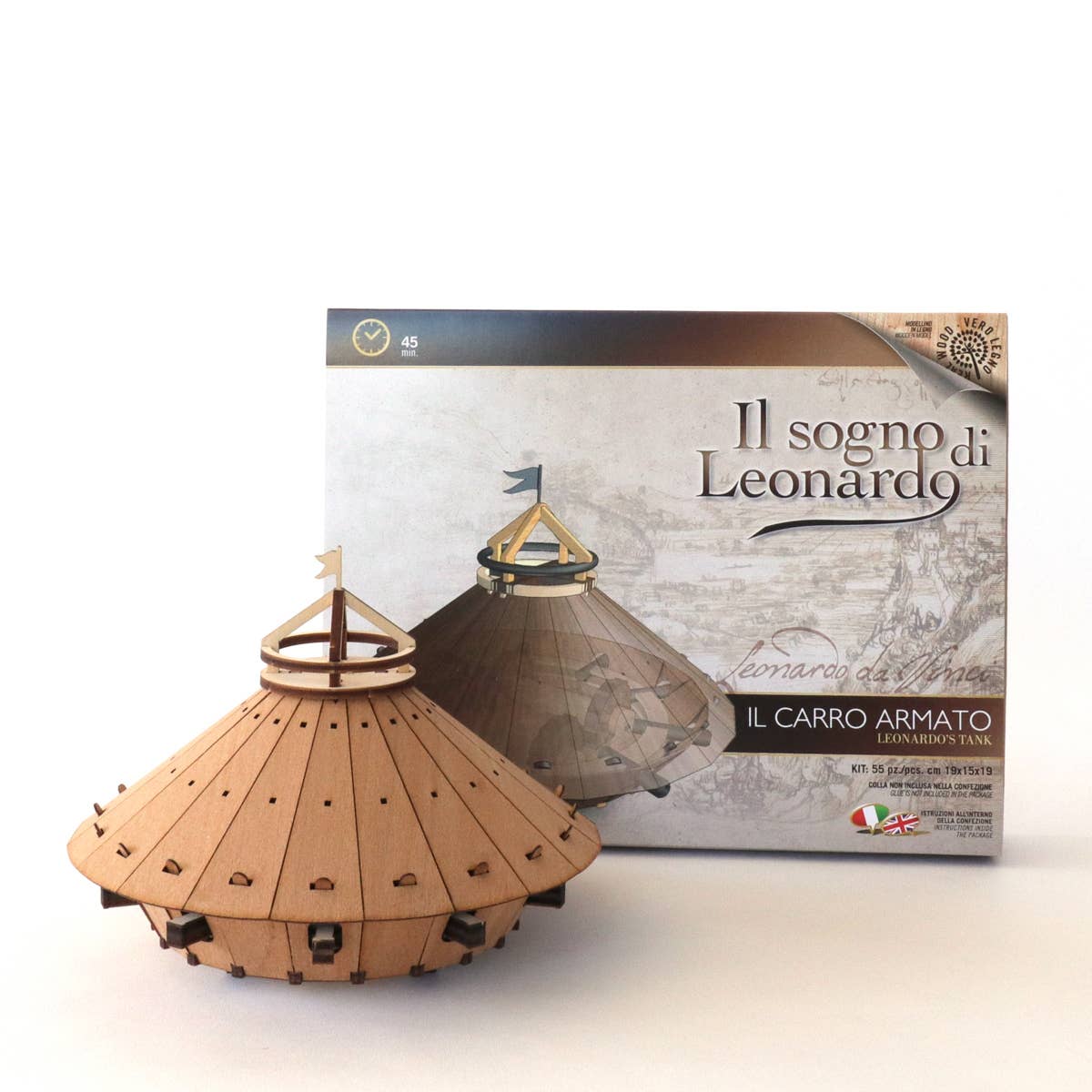 Dahimo - Vente Kit de bricolage - Maquette en bois du char d’assaut armuré de Da Vinci à reconstruire3