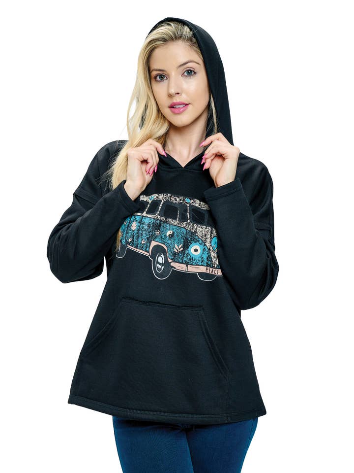 SALE Hoodie Boho Van Life Peace Love Print
for wholesale by Yak & Yeti