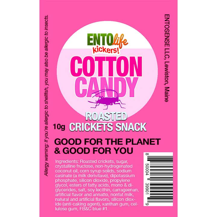 EntoLife Edible Insects - Crickets, Ants & Scorpions! - Wholesale Hard Candy - Mini-Kickers Flavored Cricket Snacks - Cotton Candy1