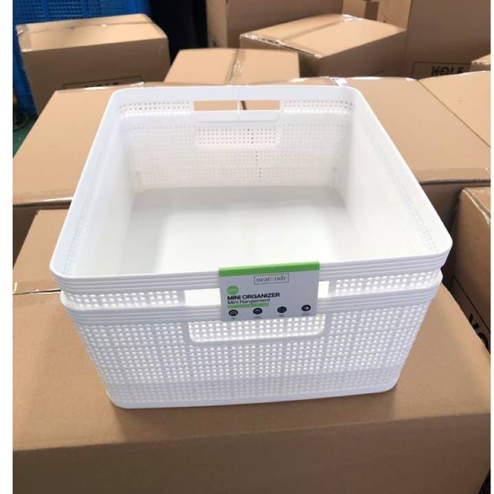 N&T 2PC WEAVE STORAGE BASKET SET WHITE for wholesale by Moda at Home Enterprises, Ltd