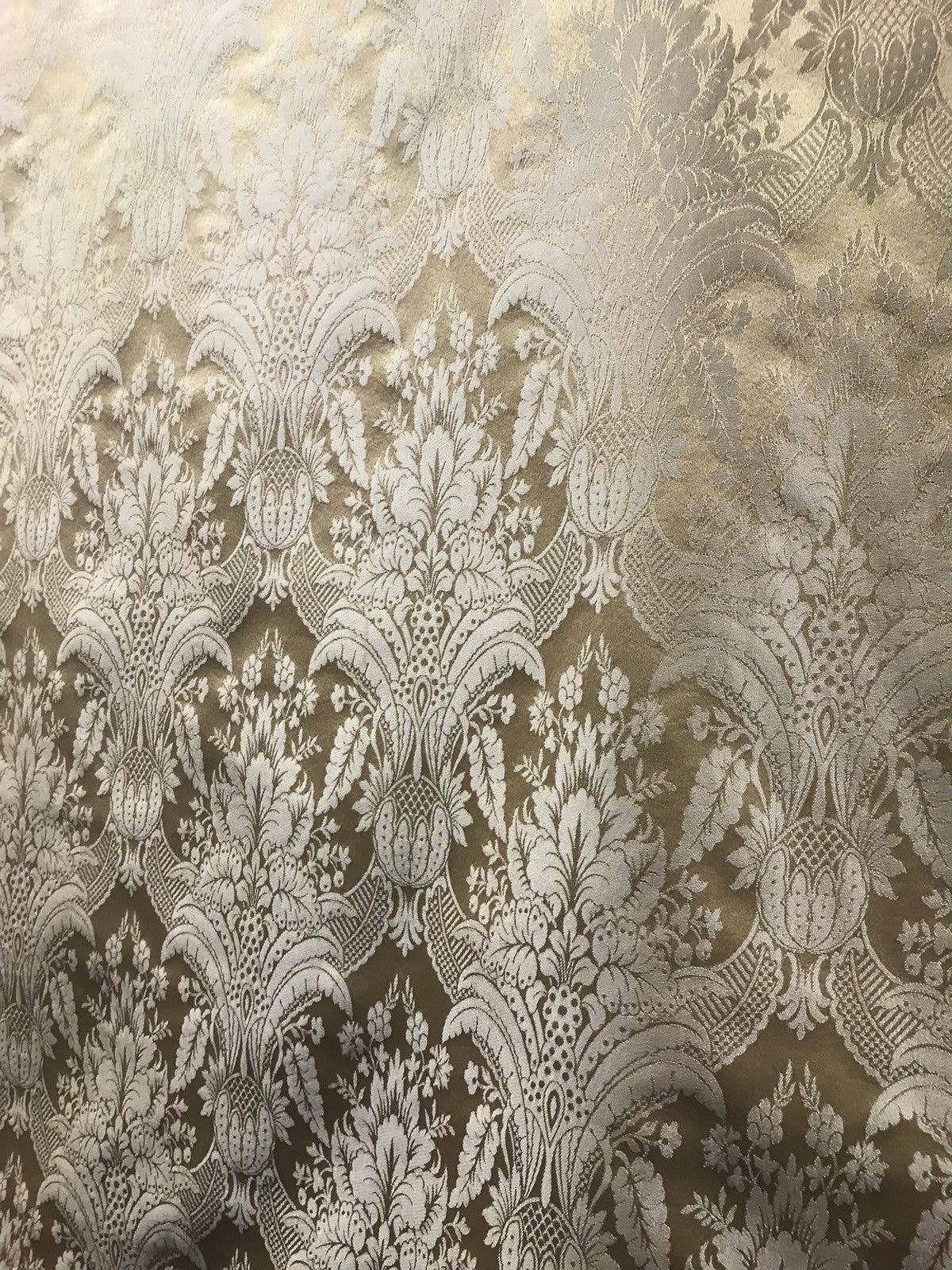 Fancy Styles Fabric - Wholesale Fabric - Prince Caspian Designer Damask Satin Fabric- Antique Gold Be5