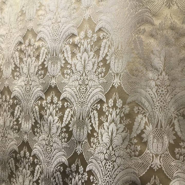 Fancy Styles Fabric - Wholesale Fabric - Prince Caspian Designer Damask Satin Fabric- Antique Gold Be5