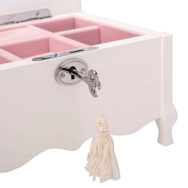Dicksons - Wholesale Jewelry Box/Organizer - Kids - Ballerina White 8 x 6 MDF and Velvet Musical Jewelry Box2
